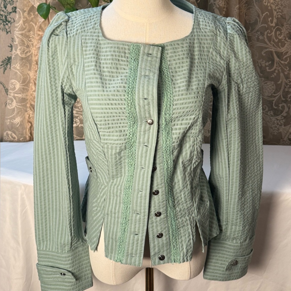 Free People Mint Textured Blazer